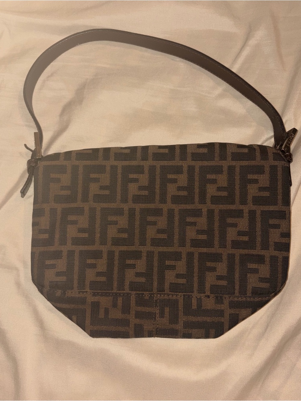 Fendi Brown & Black FF Logo Shoulder Bag - Picture 4 of 5